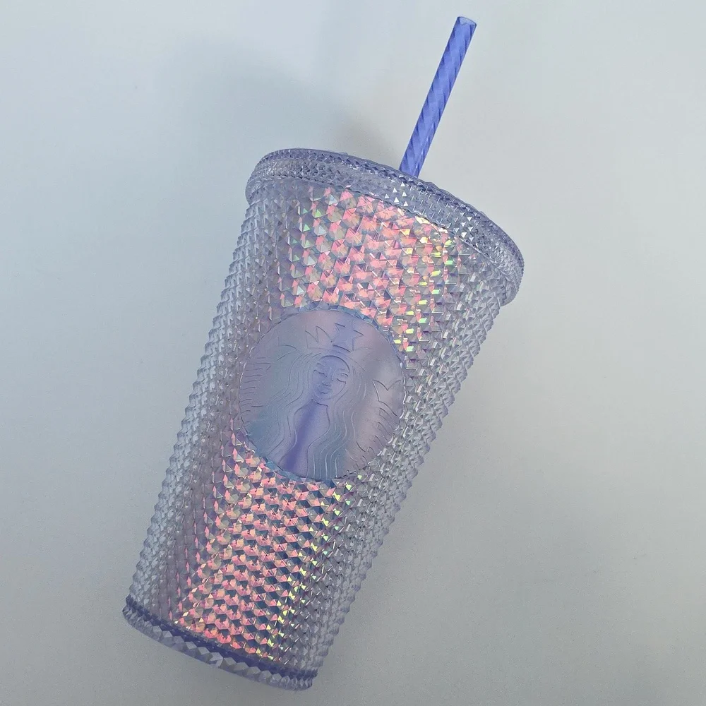 Starbucks Tumbler Diamond Texture Iridescent Logo Tumbler Plastic Size 16 fl oz